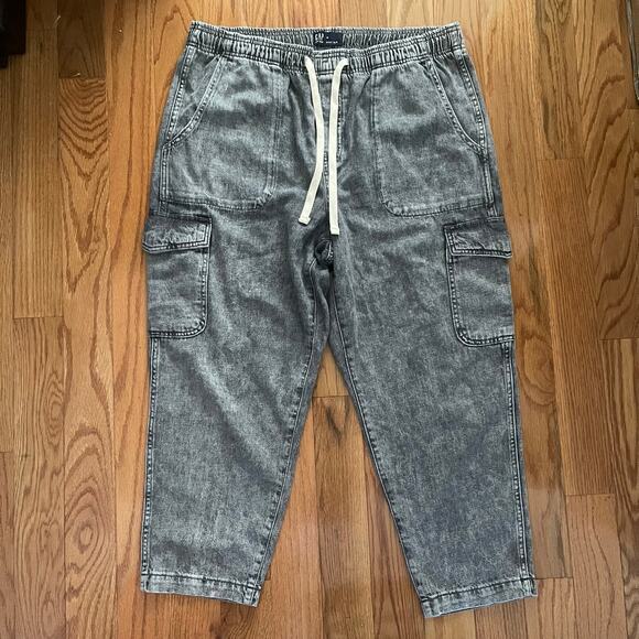 Gap New Easy Denim Cargo Elastic Wasit Jeans Womens XL Gray Wash Casual Everyday - Picture 1 of 10